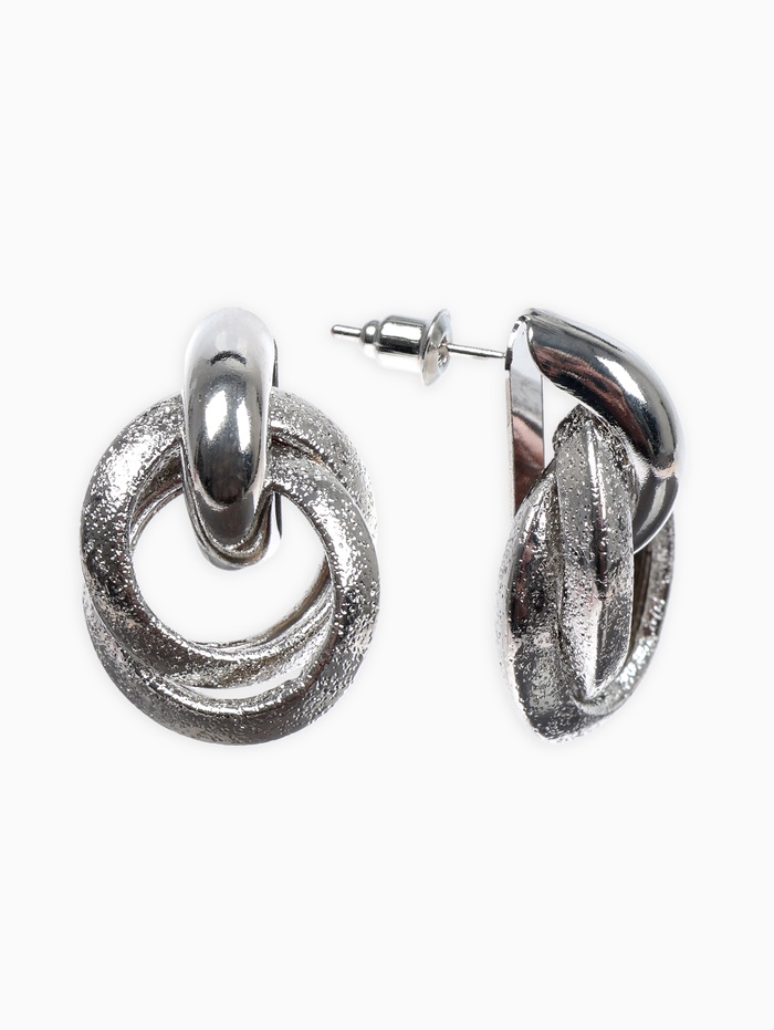 Серьги металл «Фьюче» круги плетения, цвет серебро
