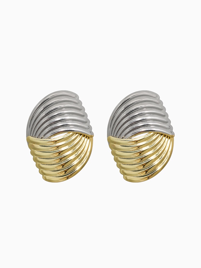 Серьги металл «Тренд» плетение, цвет золото с серебром