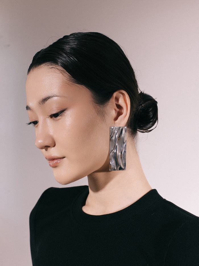 Серьги металл «Атмосфера» прямоугольник, цвет серебро