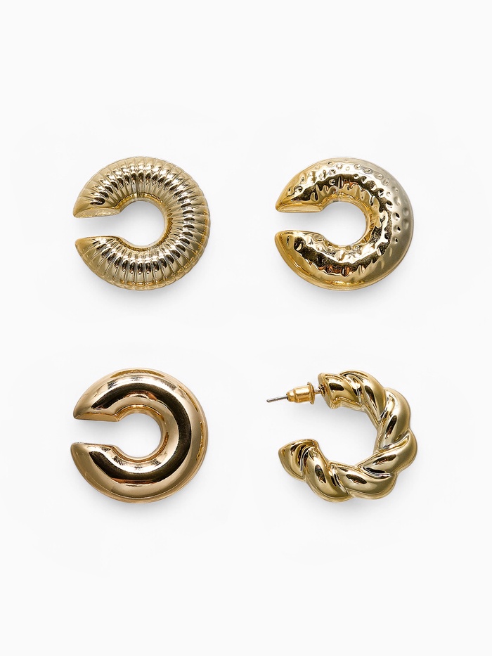 Набор серьга и каффы «Бублики» набор 4 шт., цвет золото