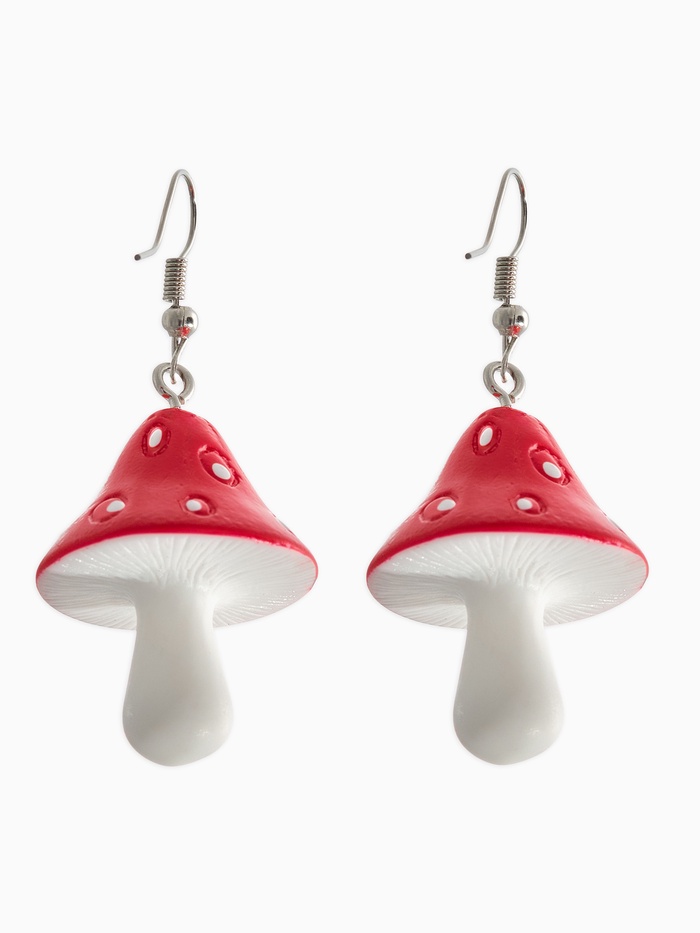 Серьги пластик «Мухомор», цвет красно-белый в серебре