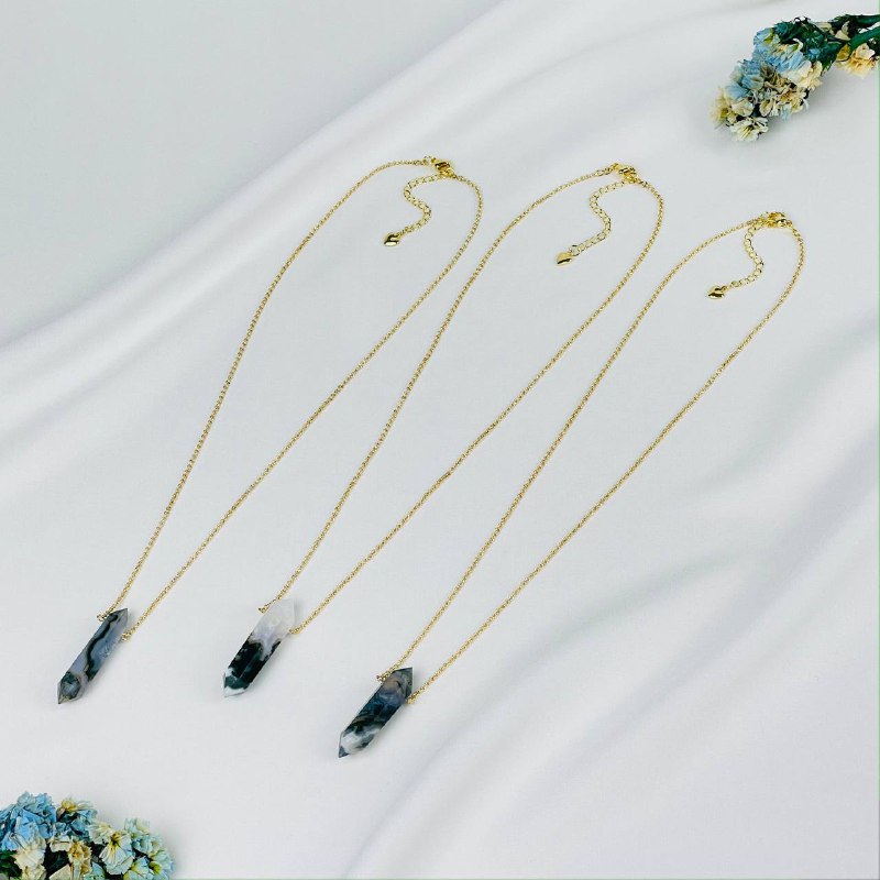 Радуга Самоцветов Кулон на цепочке из Мохового агата