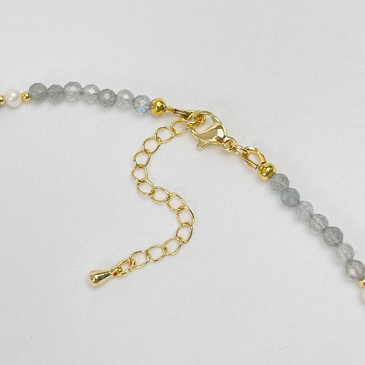 Радуга Самоцветов Колье из Лабрадора, Жемчуга и Лазурита