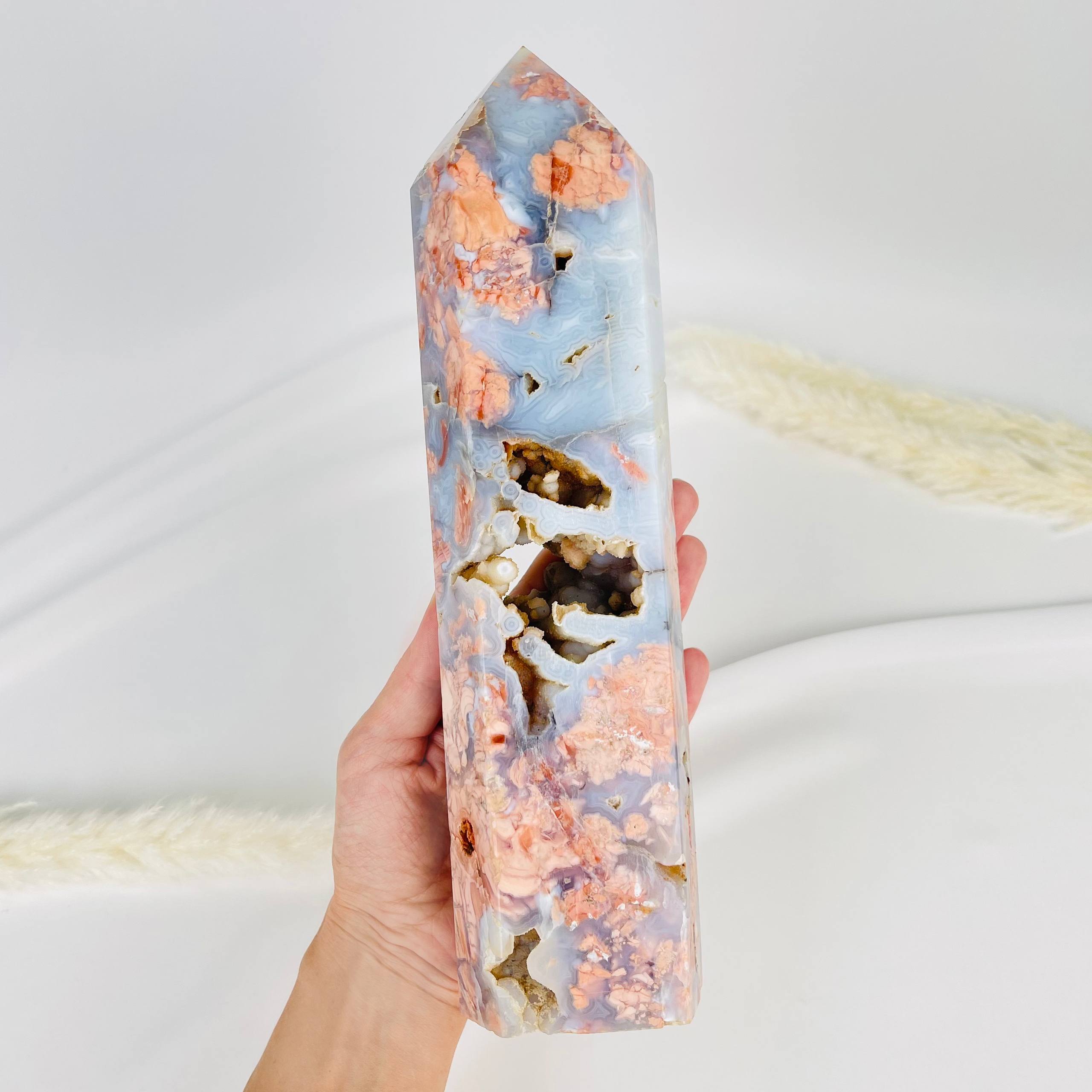 Радуга Самоцветов Кристалл из розового цветочного Агата