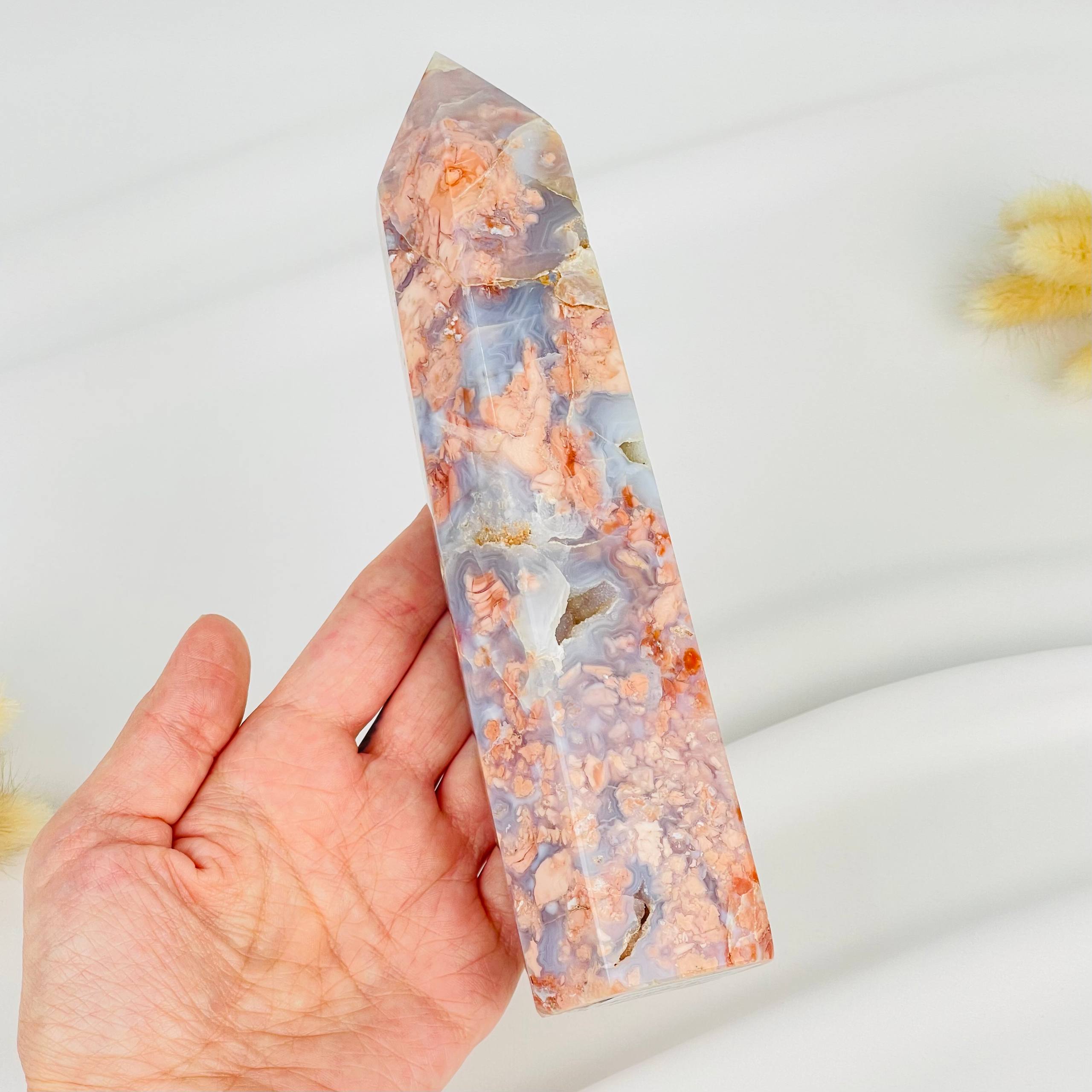 Радуга Самоцветов Кристалл из розового цветочного Агата