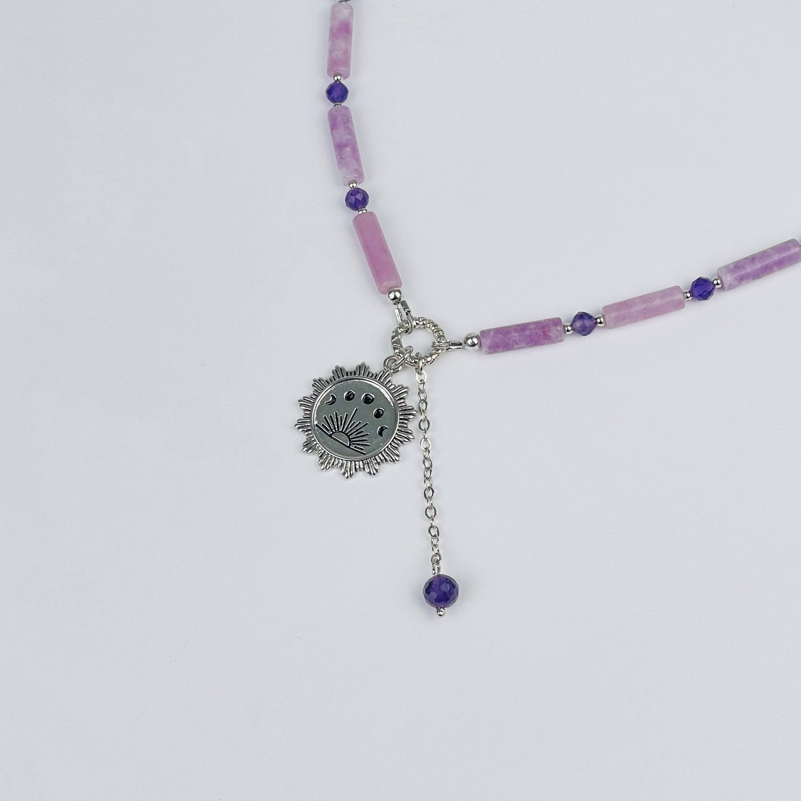 Радуга Самоцветов Колье из Лепидолита и Аметиста