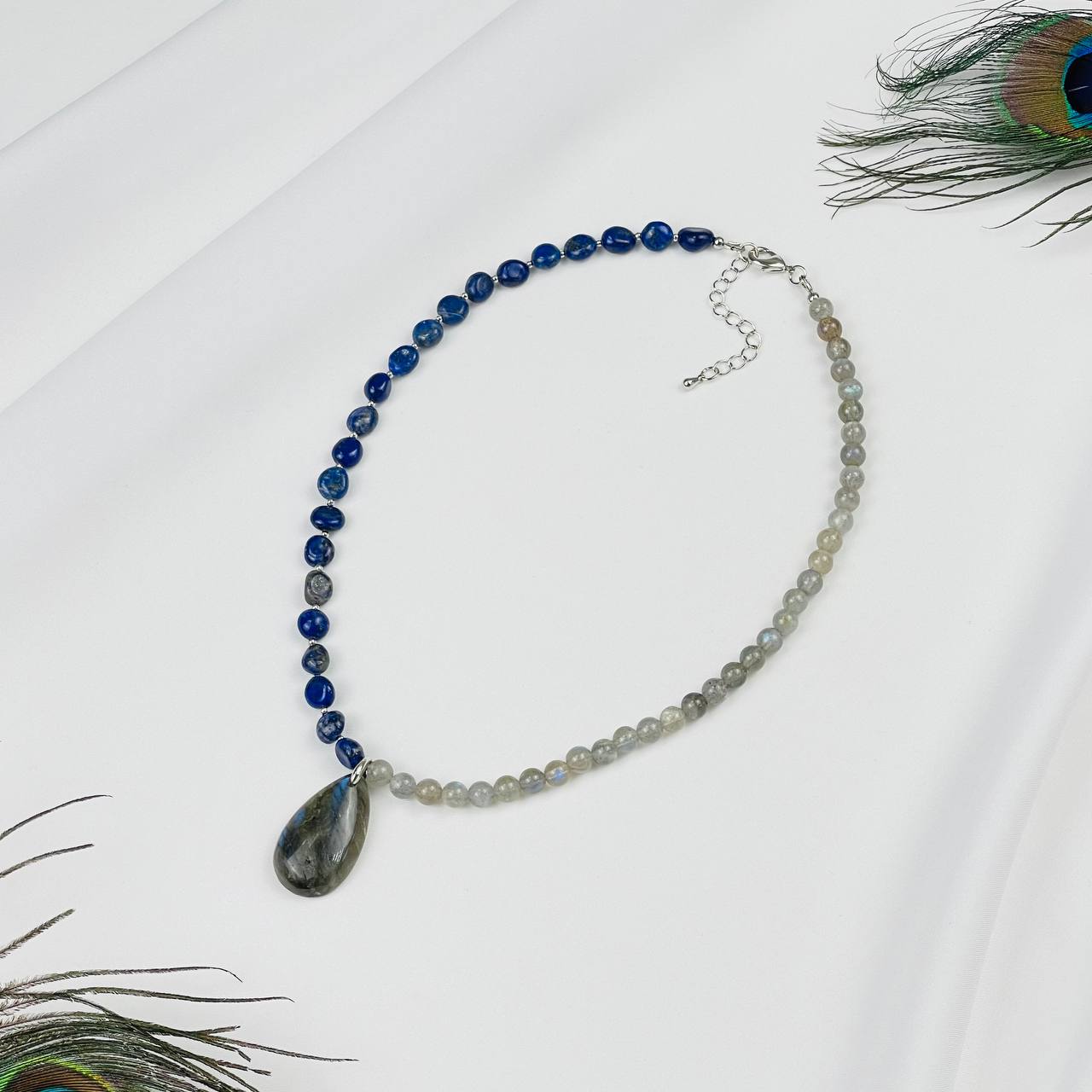 Радуга Самоцветов Колье из Лазурита и Лабрадора
