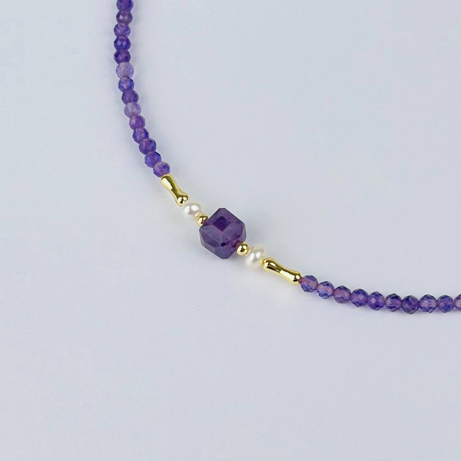 Радуга Самоцветов Чокер из Аметиста и Жемчуга