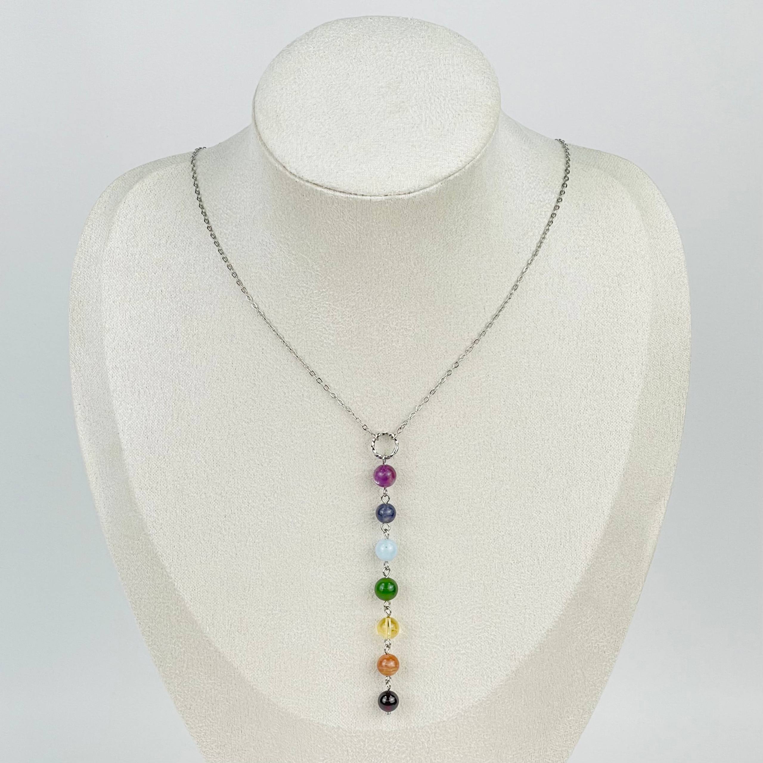 Радуга Самоцветов Колье на цепочке 7 чакр из Самоцветов