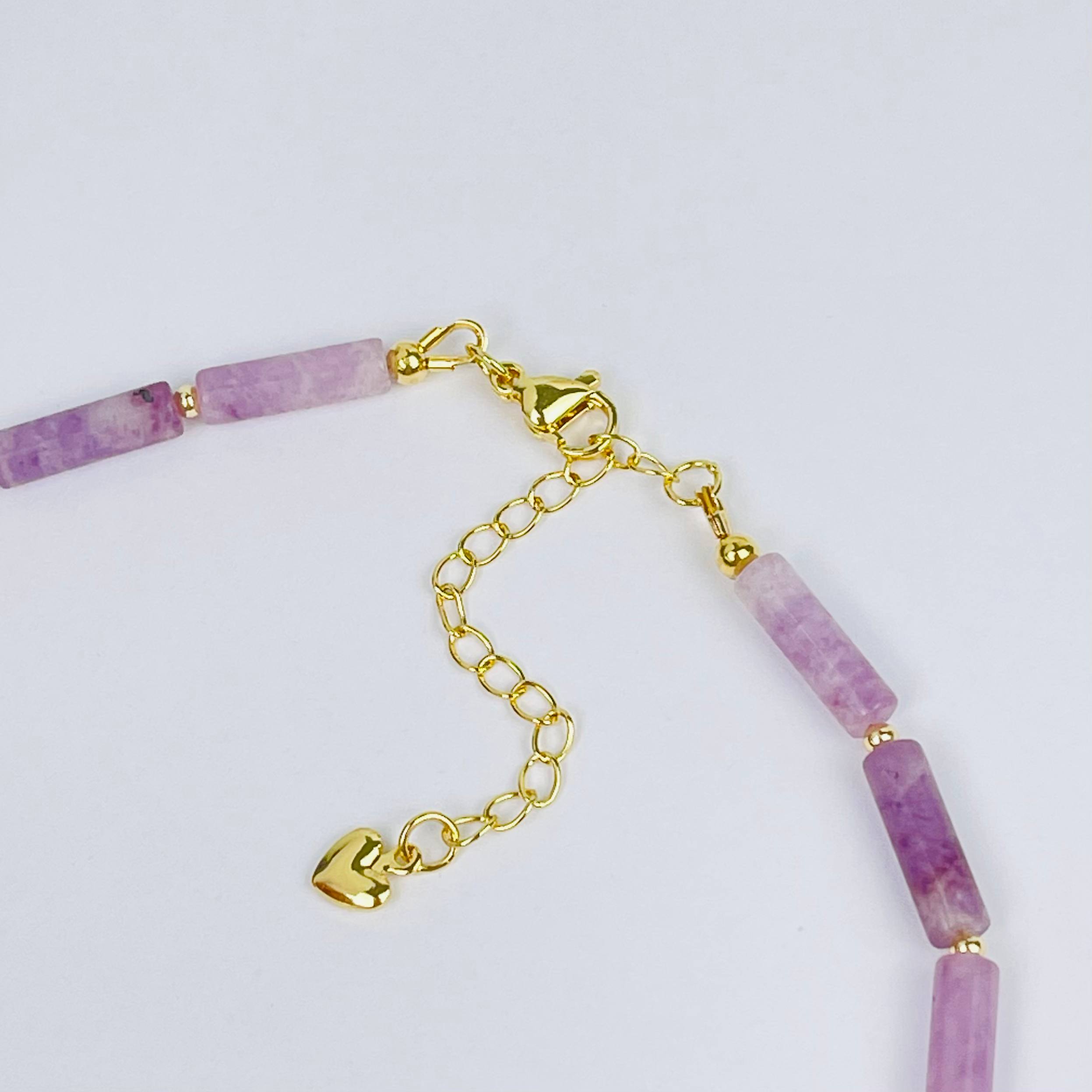 Радуга Самоцветов Колье из Лепидолита и Жемчуга