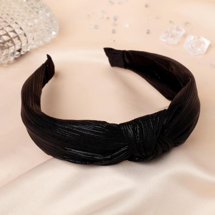 Ободок для волос «Престиж», 3 см, чёрный металлик