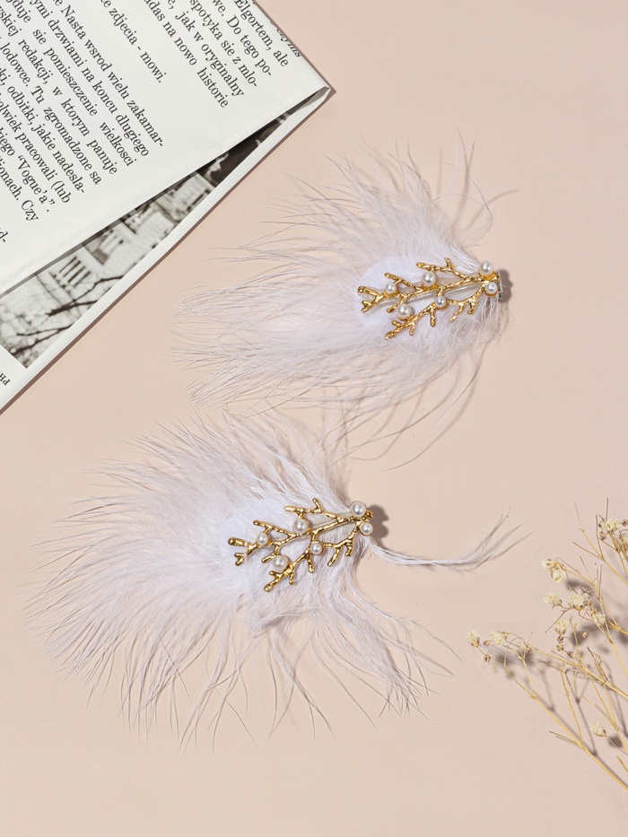 Зажим для волос «Милица», набор 2 шт., 11×7 см, белый