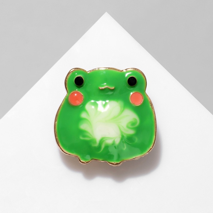 Брошь «Лягушонок», цвет зелёный в золоте