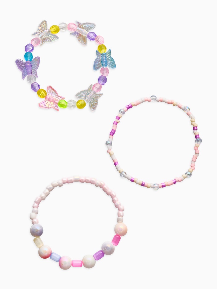 Браслеты детские «Выбражулька. Бабочки и бусины», набор 3 шт. цветной
