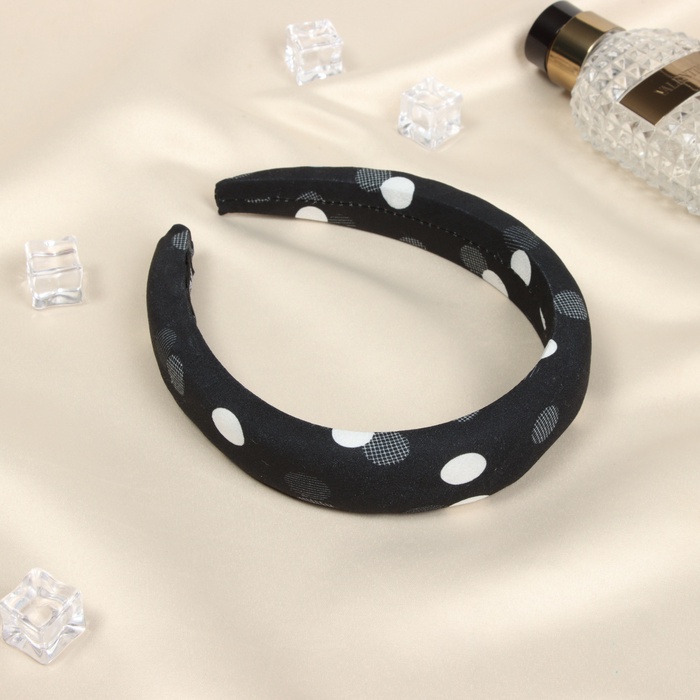 Ободок для волос «Жаннет», стиль круги, 3 см, бело-чёрный