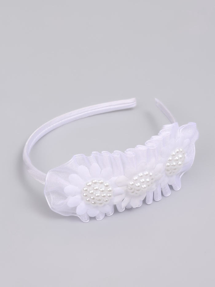 Ободок для волос белый, цветы, 10 см, Коты аристократы