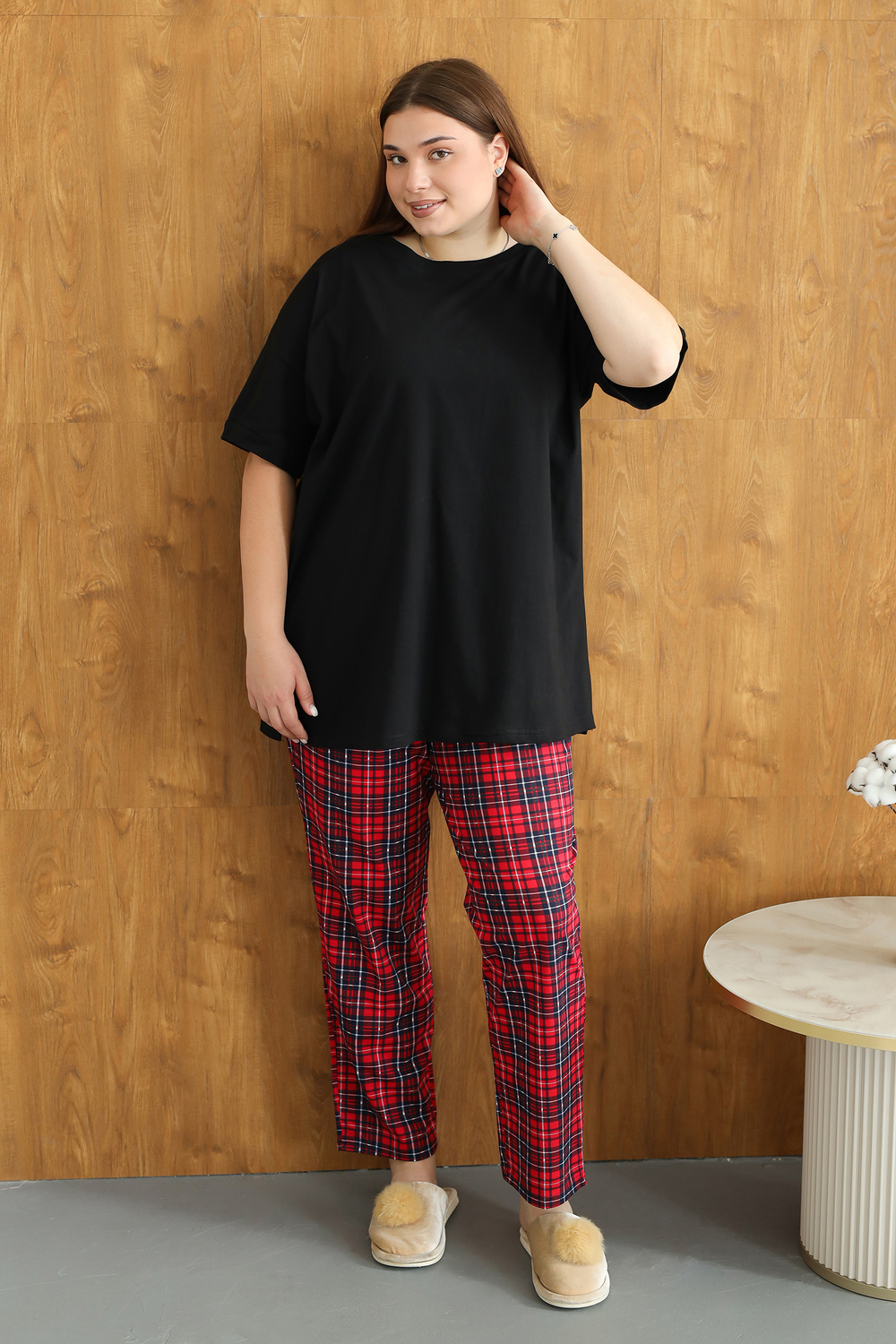 Пижама женская со штанами больших размеров (П-111б-однотонная)