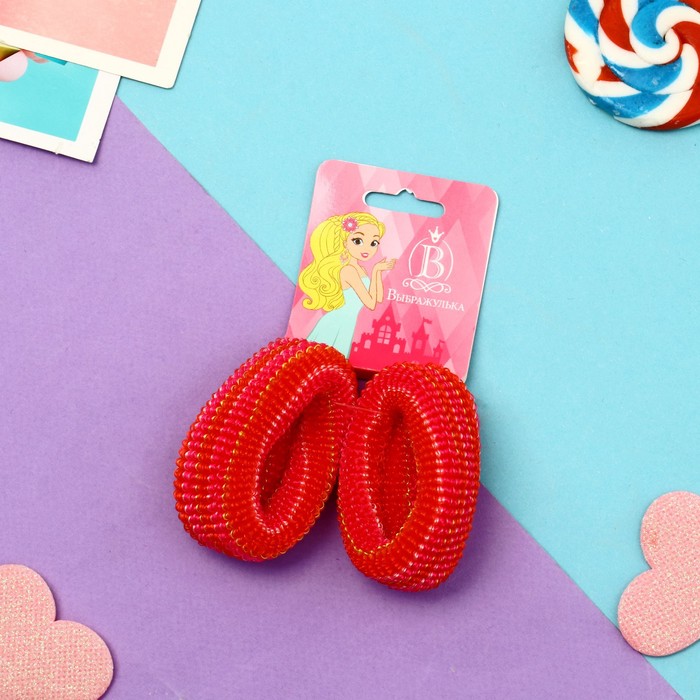 Резинки для волос «Махрушка», набор 2 шт., полоски люкс, 4 см, МИКС