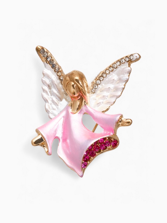Брошь «Ангелок», цвет бело-розовый в золоте