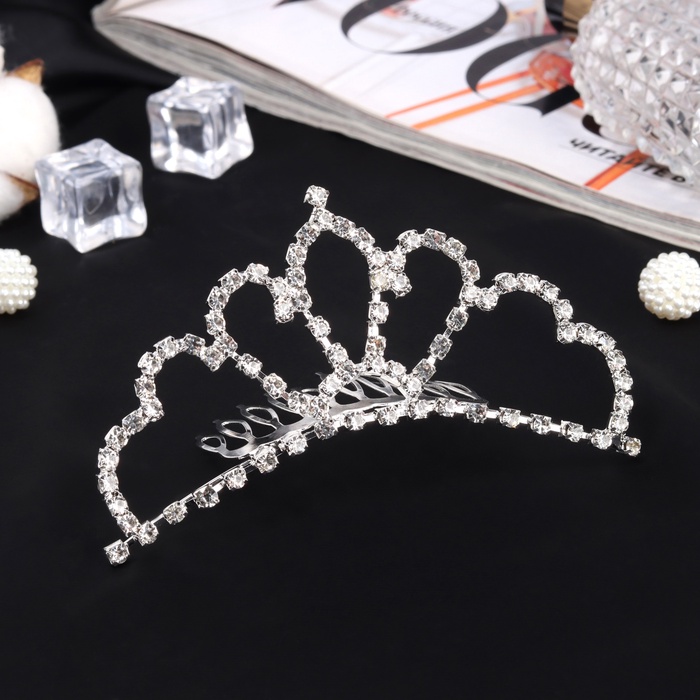 Диадема для волос «Медея», величие, 9.5×4 см, серебро