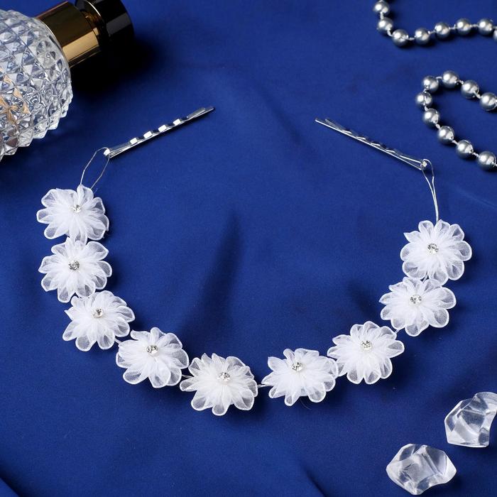 Аксессуар для волос «Пышные цветы», 23 см, белый