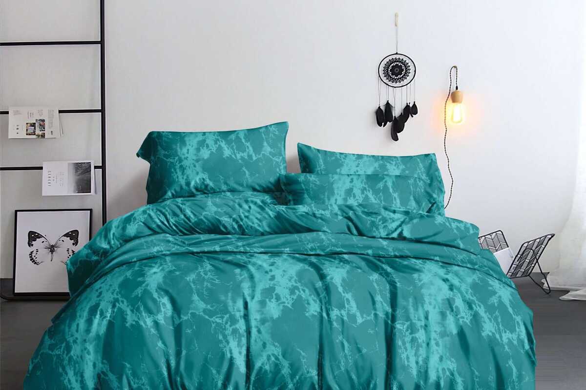 Комплект постельного белья Зеленый мрамор полисатин