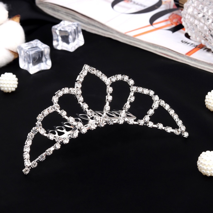 Диадема для волос «Медея», гармония, 10×4 см, серебро