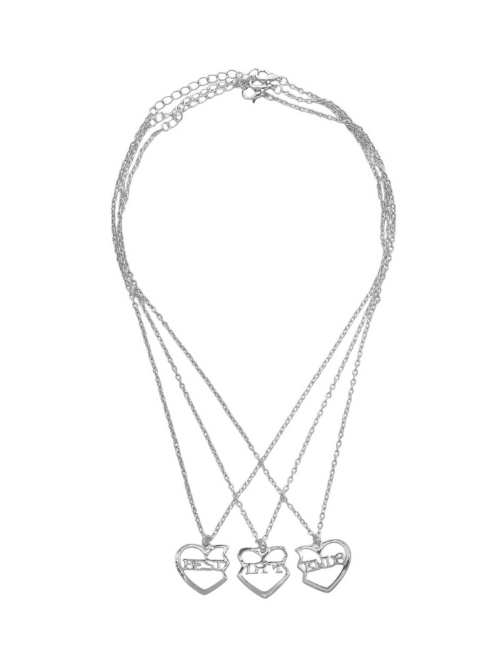 Кулоны на цепочке «Неразлучники», с надписью best friends, 3 шт. цвет серебро, 40 см