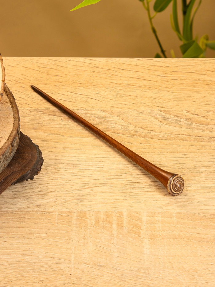 Шпилька для волос, 20 см, дерево Соно, ракушка, тёмно-коричневая