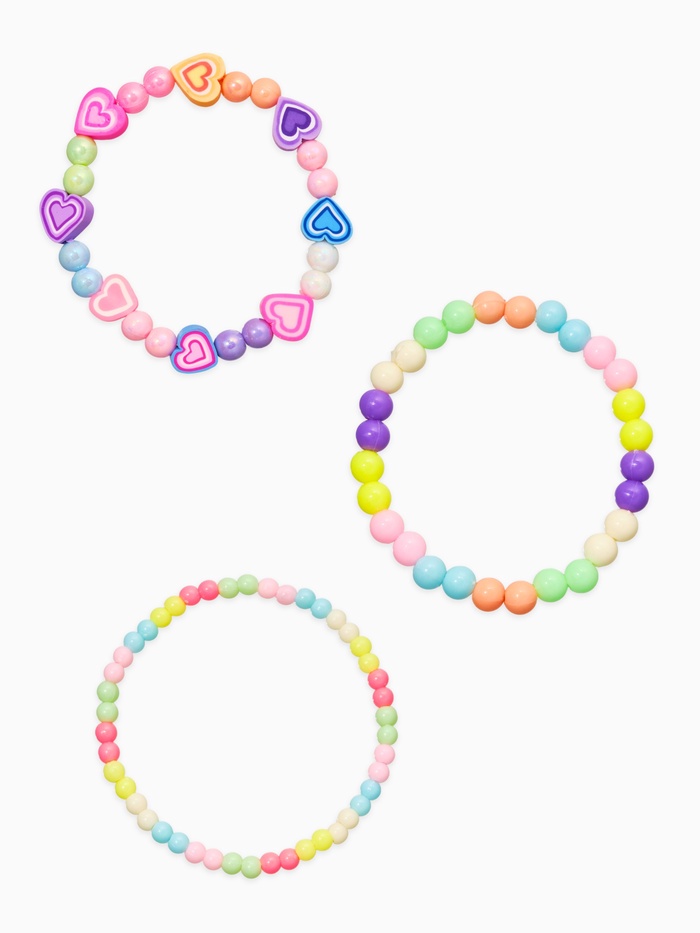Браслеты детские «Выбражулька. Сердце и Бусинки», набор 3 шт. цветной