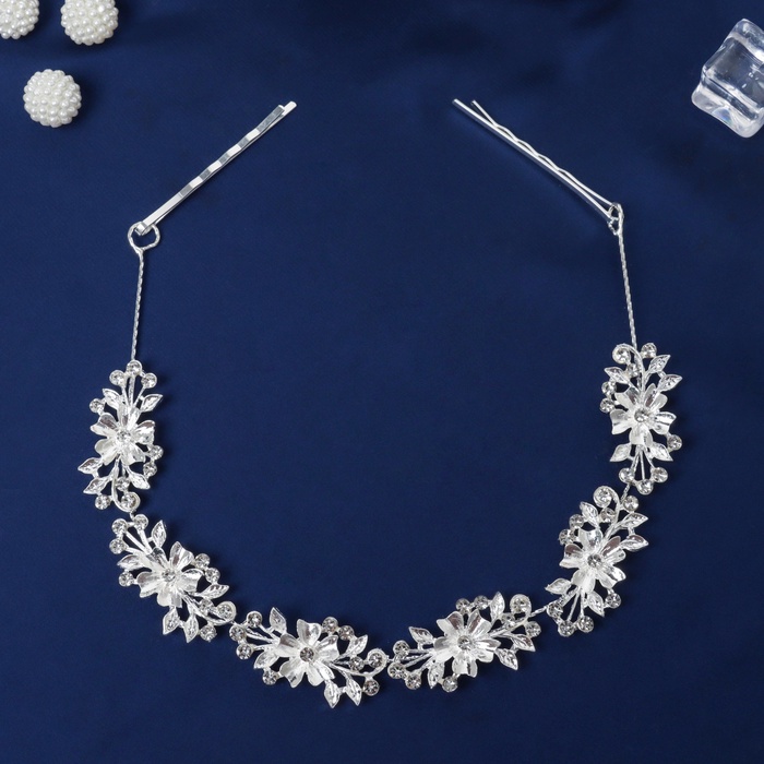 Аксессуар для волос «Джуди», цветник, 26 см, серебро