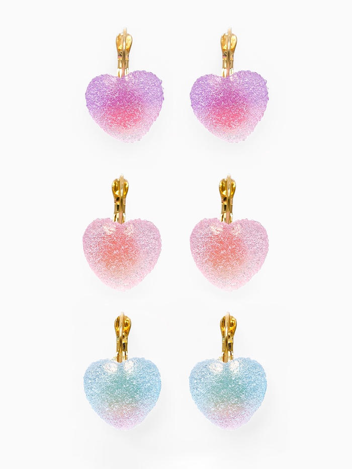 Серьги ассорти «Мармеладные сердечки» в сахаре, цвет МИКС