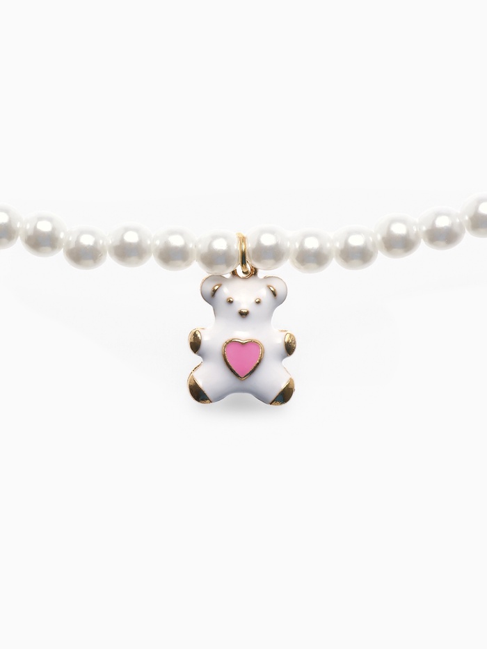 Бусы детские Выбражулька «Мишка», жемчуг, 40 см, белые в золоте