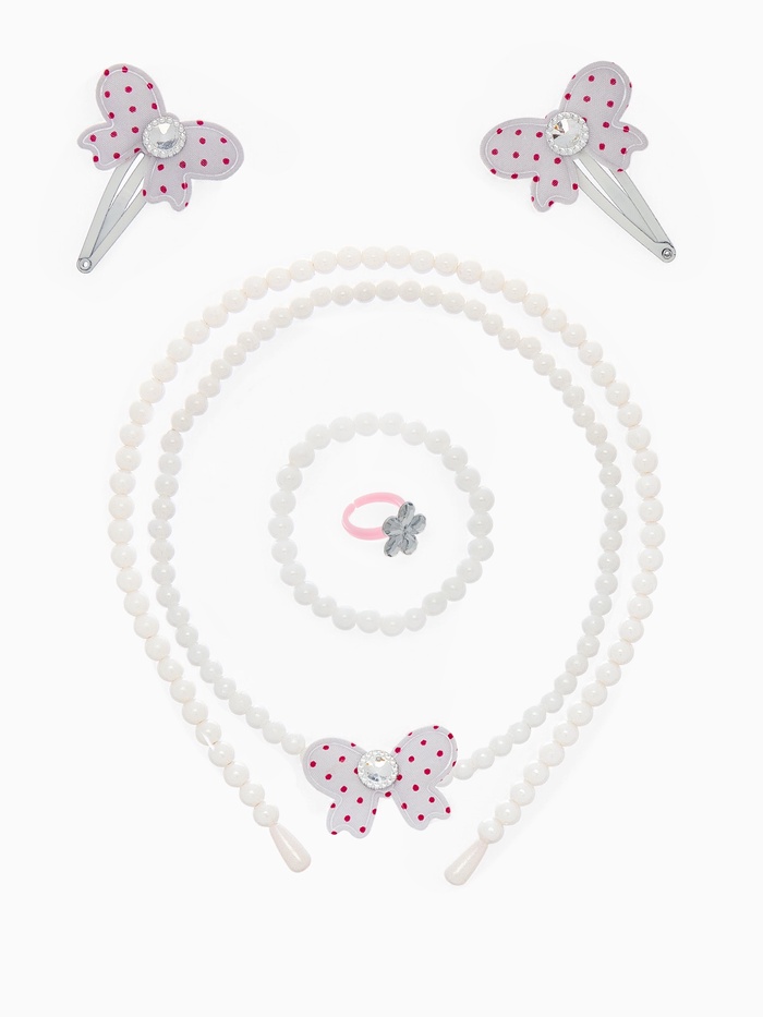 Набор детских украшений Выбражулька «Бантик», 6 предметов, белый