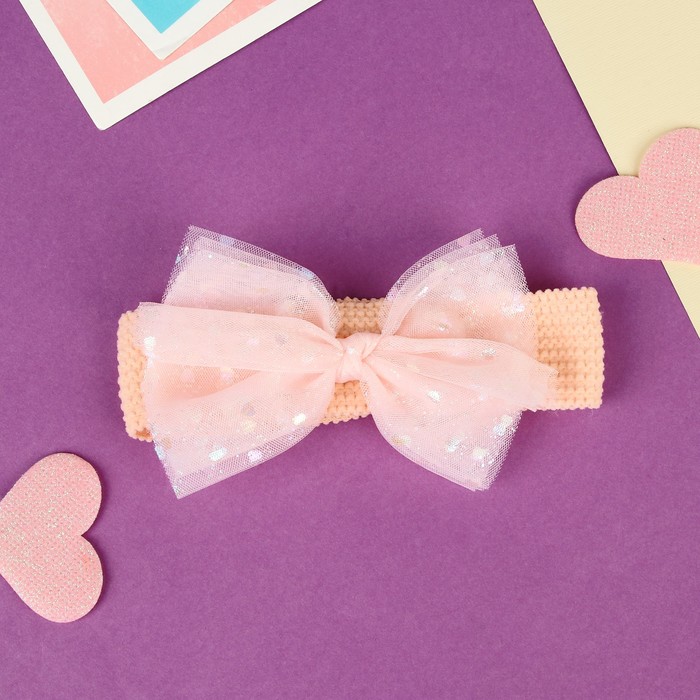 Повязка для волос «Выбражулька», неон пышный бант, 16×3 см, розовая