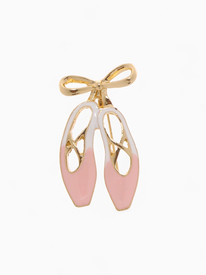 Брошь «Пуанты», цвет розовый в золоте