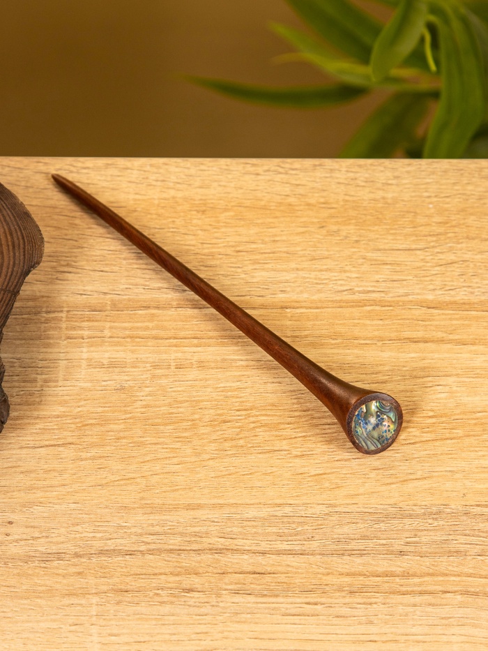 Шпилька для волос «Звезда», 20 см, дерево Соно, ракушка