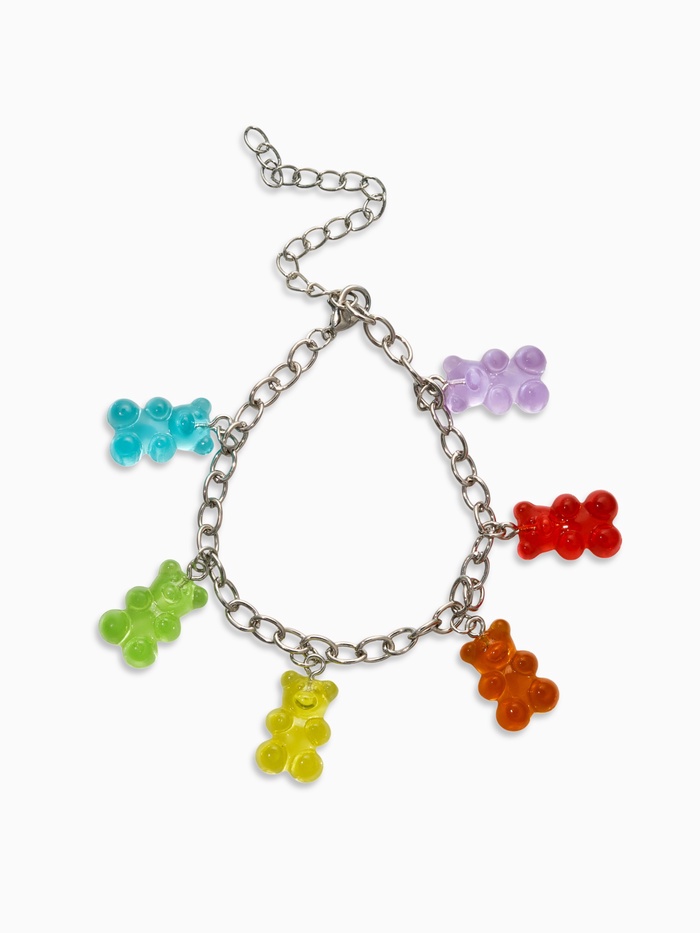 Браслет «Мармеладные мишки», цветной в серебре, 17 см