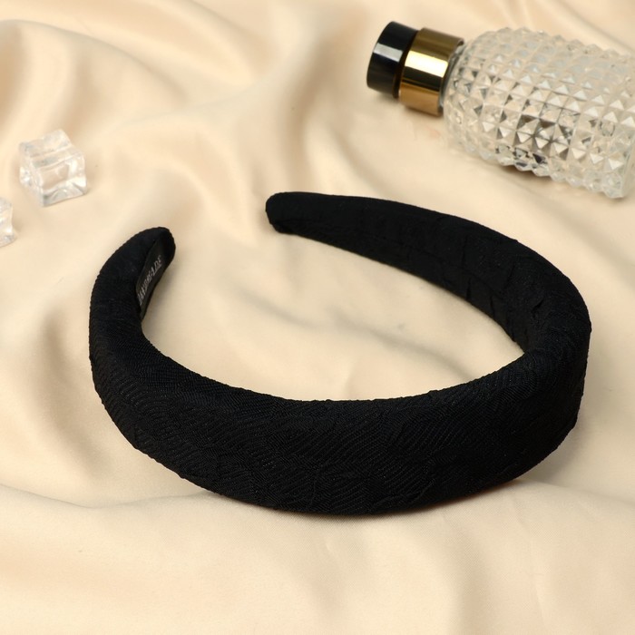 Ободок для волос «Рельеф», 3 см, чёрный