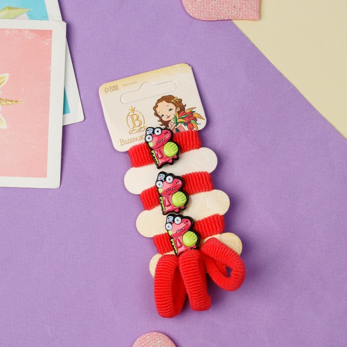 Резинки для волос «Нежность», набор 6 шт., дракончик, розовый