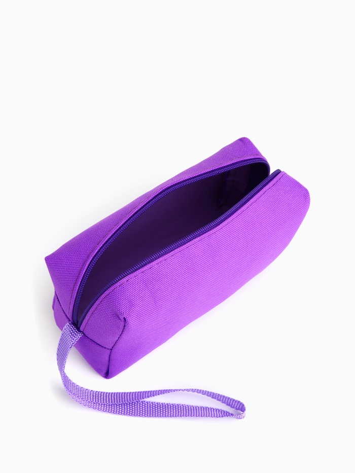 Косметичка на молнии объёмная, с ручкой, маленькая, сиреневый