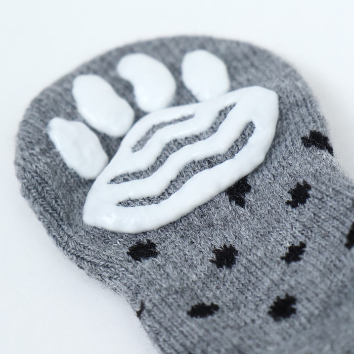 Носки нескользящие «Горошек», размер S (2.5/3.5×6 см), набор 4 шт., серые