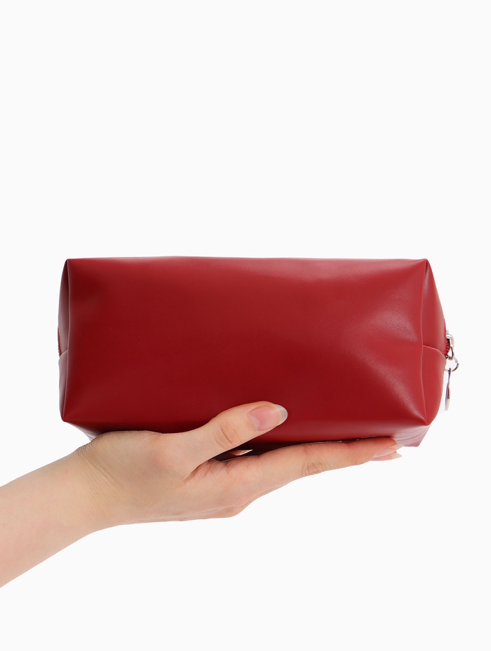 Косметичка женская ONE COLOR, на молнии, экокожа, бордовая