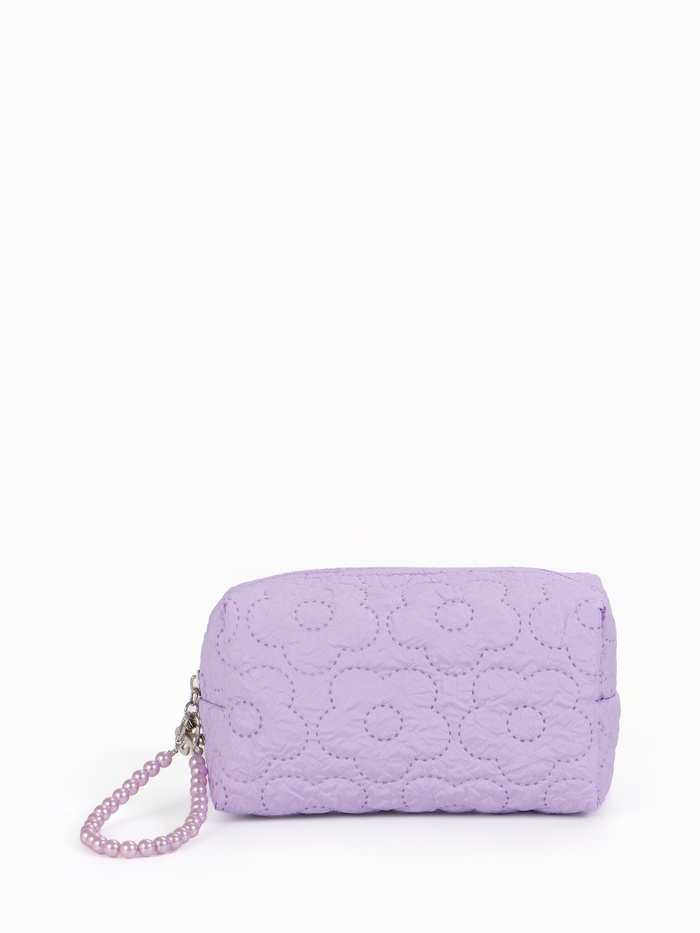 Косметичка женская «Цветочек», ручка из бусин, сиреневая