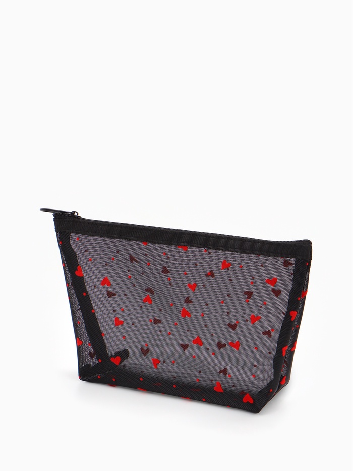 Косметичка женская Little love, с рисунком, на молнии, чёрная