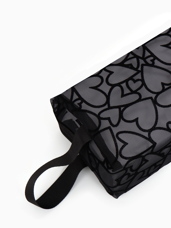 Косметичка Black beauty, с ручкой, на молнии, чёрная