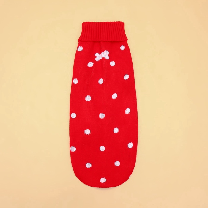 Свитер для животных «Горошек», размер 16 (ДС 35-39, ОГ 38-50, ОШ 24-28 см), красный