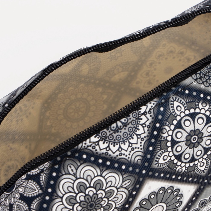 Косметичка дорожная на молнии, объёмная, с ручкой, с узором, серая