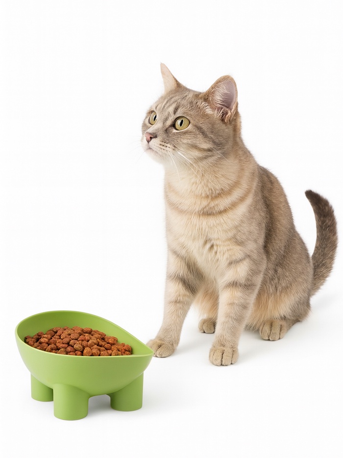 Миска высокая для животных, 400 мл, зелёная