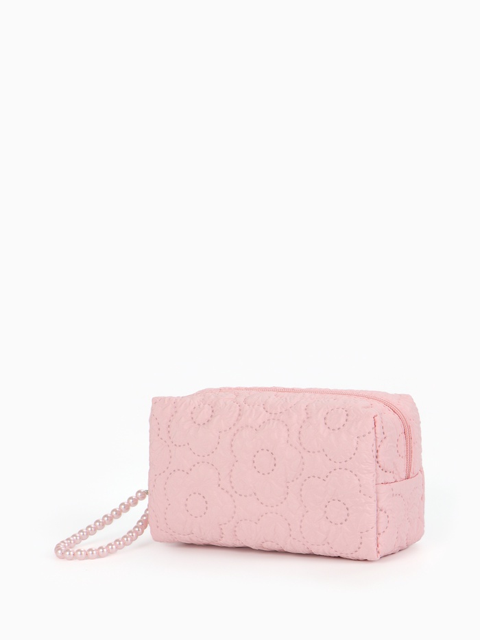 Косметичка женская «Цветочек», ручка из бусин, розовая